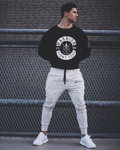

mens joggers casual pants fitness male sportswear tracksuit bottoms skinny sweatpants trousers 4 colors gyms joggers track pants, Black