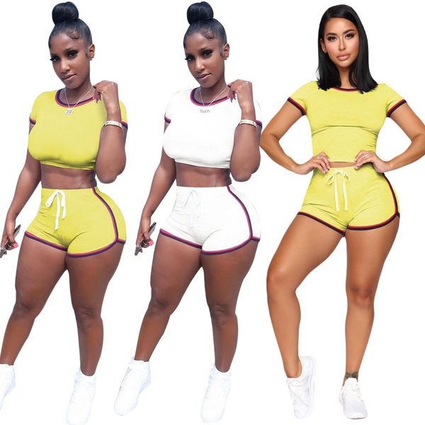 

womens designer two-piece short casual suit43jt, White