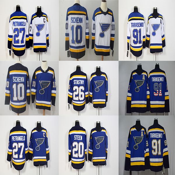 

2019 New St. Louis Blues 27 Alex Pietrangelo 10 Brayden Schenn Jaden Schwartz Steen Jake Allen 91 Vladimir Tarasenko Jersey