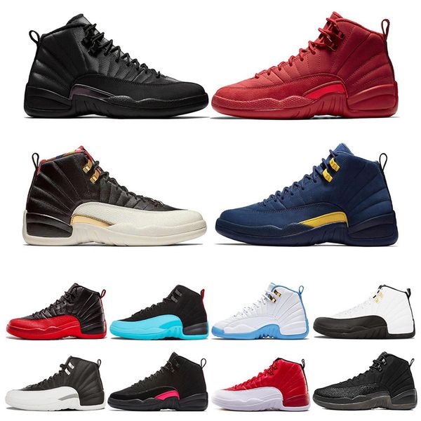 

new 12 12s mens basketball shoes winterized gym red college navy wings black cny bulls university blue men sport sneakers 7-13