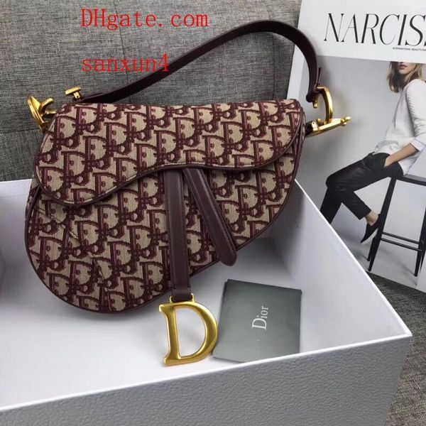 

2019 new Women Leather Shoulder Bags Wide shoulder strap Saddle Bags metal letter handbag Messenger Crossbody Bag High quality R-D1