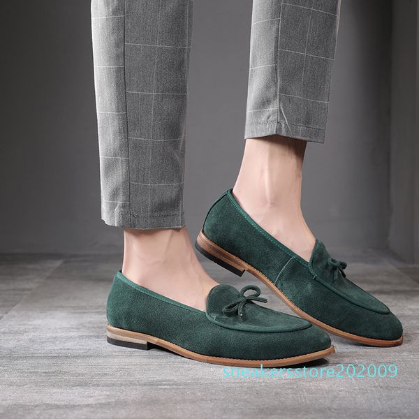 

suede leather men loafer shoes fashion slip on male shoes casual man party wedding footwear big size 37-47 s09, Black