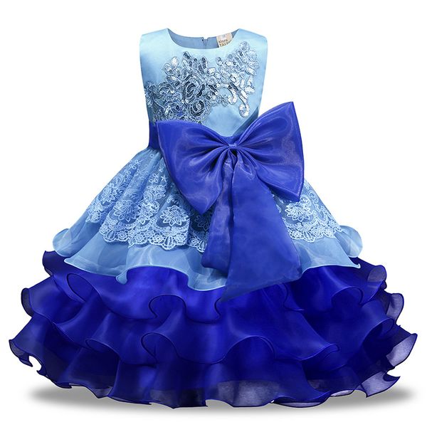 

retail baby girls lace sequin embroidered ball gown wedding dress with big bow kids pleated princess dress skirt childrens boutique clothing, Red;yellow
