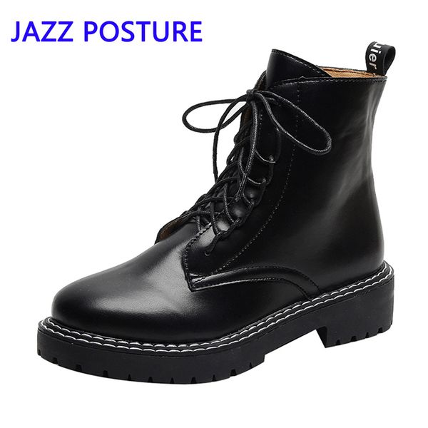 

women's ankle boots women's punk boots motorcycle comfortable leather shoes to increase growth autumn q244, Black
