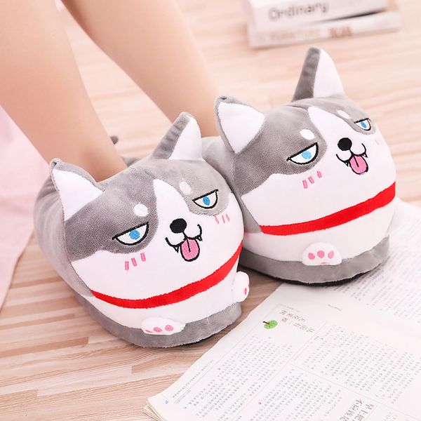 

coslony lovely fur slippers winter animal prints flock warm house slippers for girls short plush flock casual shoes women, Black