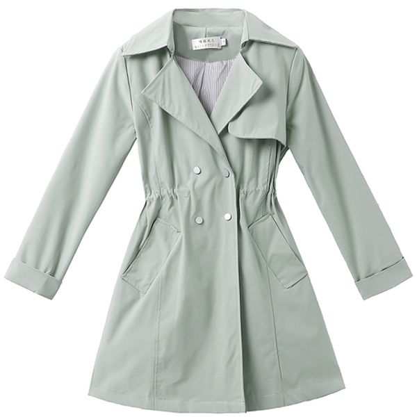

autumn single female medium length korean spring 2018 new short section women windbreaker, Tan;black