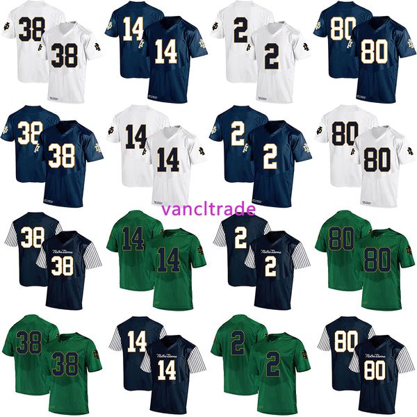 

2019 ncaa football norte dame fighting irish 38 deon mcintosh 14 deshone kizer 2 dexter williams 80 durham smythe jerseys, Black;red