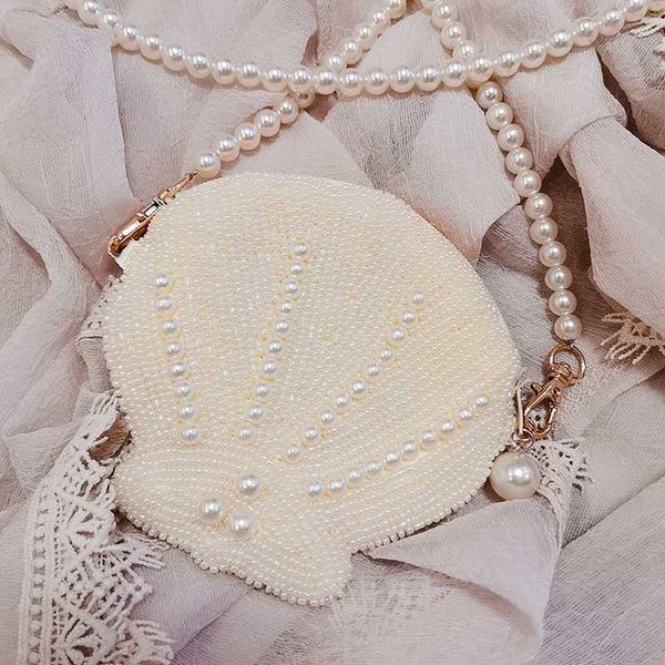

fashion pearls shell evening clutch bag for women beading shoulder bags chain crossbdoy bag ladies small purses
