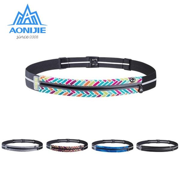 

aonijie adjustable slim running waist belt jogging bag fanny pack travel marathon gym workout fitness 6.8in phone holder w956