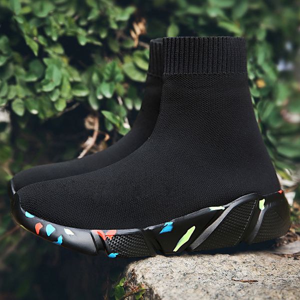 

elastic socks and boots women's casual couple shoes 2020 sports shoes full matching high sports ankle boots single item delivery, Black