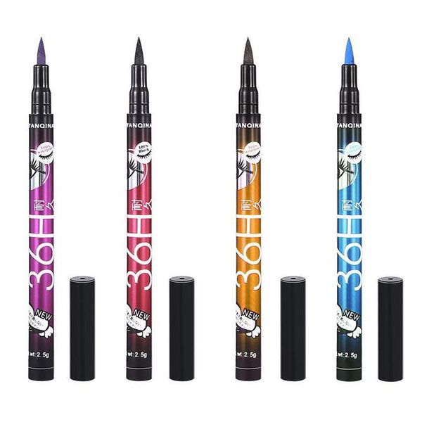 

yanqina 36h makeup eyeliner pencil purple blue black brown 4 colors waterproof eyeliner pen liquid eye liner cosmetics 12pcs each set