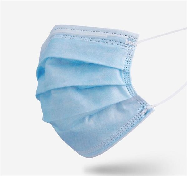 

dhl ship 100 winter face mask 1pcs soft breathable masks 3 layers nonwoven bluewith ear hanger m02 p4x5