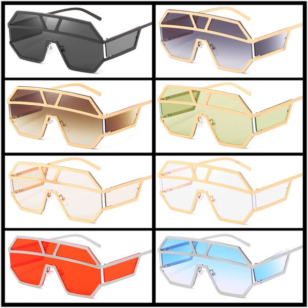

new uv400 siamese sunglasses 1639 ocean fashion women men sunglasses big frame trend metal frame glasses moq=5 pcs, White;black