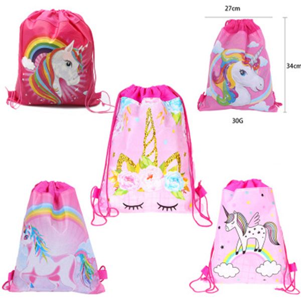 

1pcs anime printing cute unicorn non-woven bag fabric backpack child travel school bag decoration drawstring gift for girl