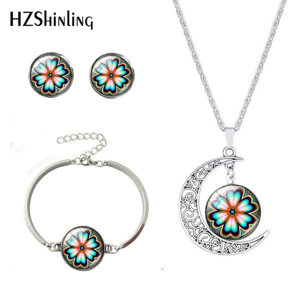 

fashion girls kids gift jewelry beauty flowers jewelry set for women gift earrings bracelets & bangles moon necklace sets, Slivery;golden