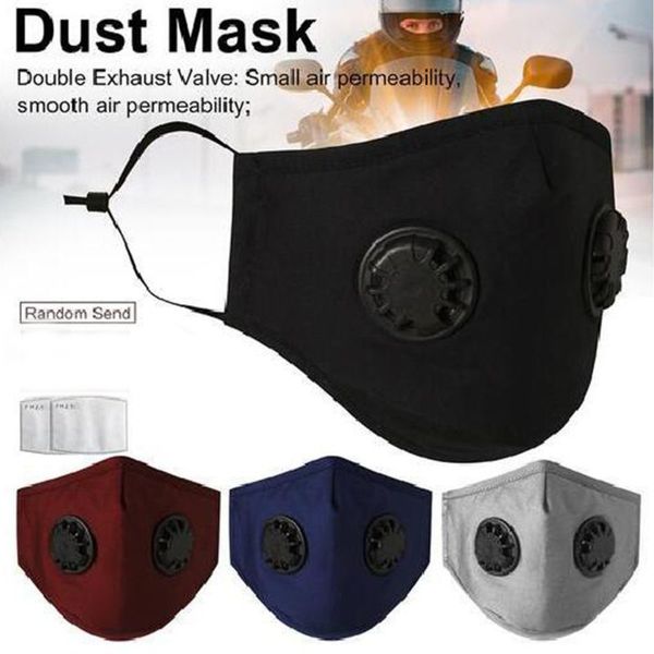

Pm2. 5 хлопок маска для лица обновление двойной дыхательный клапан защитная хлопчатобумажная Маска с 2 фильтрами пылезащитный двойной клапан маски бесплатная доставка