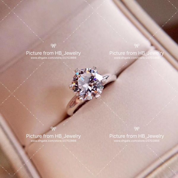

2019 stamp six claw 1-3 karat diamond 925 sterling silver designer ring women marry wedding engagement rings sets lovers gift luxury jewelry, Golden;silver