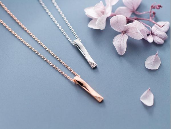 

1pc authentic 100% real. 925 sterling silver fine jewelry sraight wave bar lucky pendant necklace zirconia gtlx2092