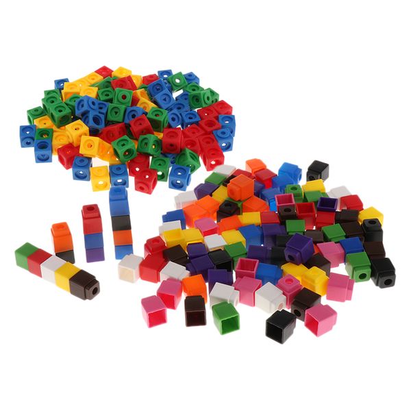 

pack of 200 colorful kids math link cube maths skills learning 4-color