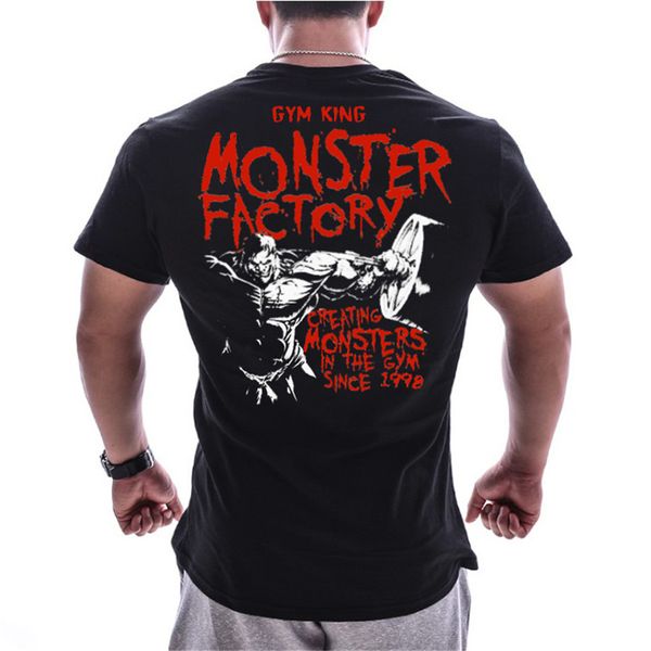 

mens running sport cotton t-shirt gym fitness bodybuilding skinny print t shirt summer male jogging training tee clothing, Black;blue