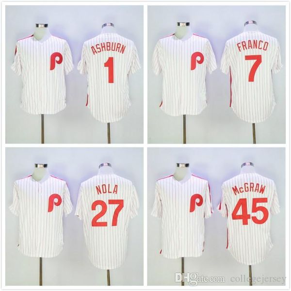 

1 richie ashburn 7 maikel franco 27 aaron nola 45 tug mcgraw jersey, Blue;black