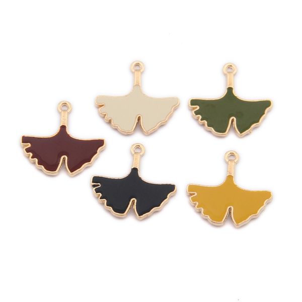 

200pcs/lot gingko leaf charms, enamel leaf pendants, jewellery making supplies,23*22mm 5 colors for option, Bronze;silver