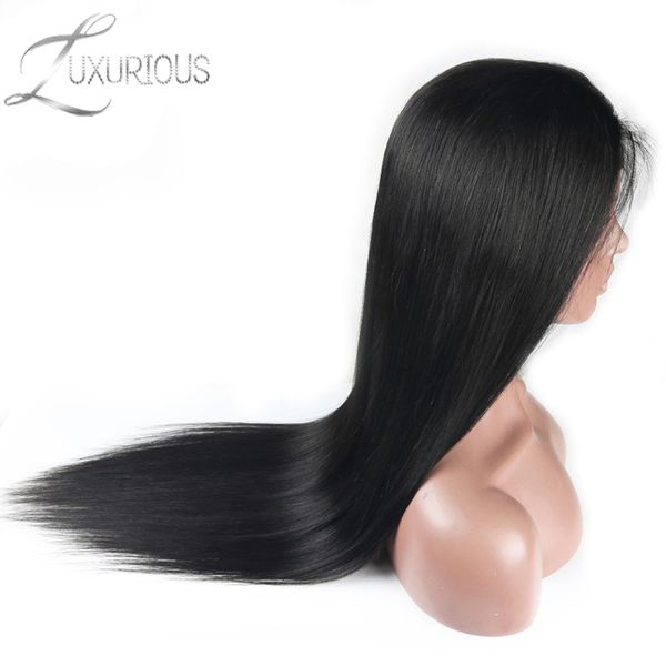 

luxurious straight 150% density brazilian remy human hair 8-22inch 360 lace frontal wig for black women with pre plucked
