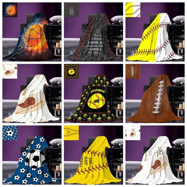 

180*180cm baseball sherpa blankets football softball ball 3d digital printed towel plush shawl couch sofa throw fleece blanket 27stylefa3045