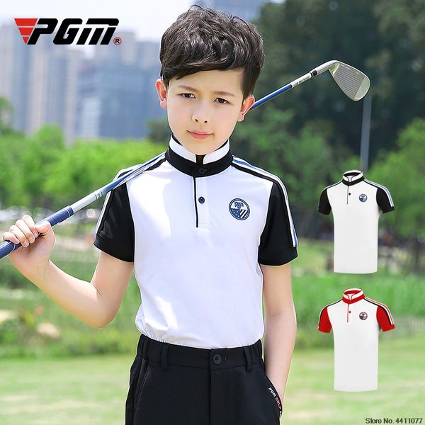 

children boys anti-sweat golf training t shirts boys teenager stand collar t-shirt breathable button collar fitness d0781, Black;blue