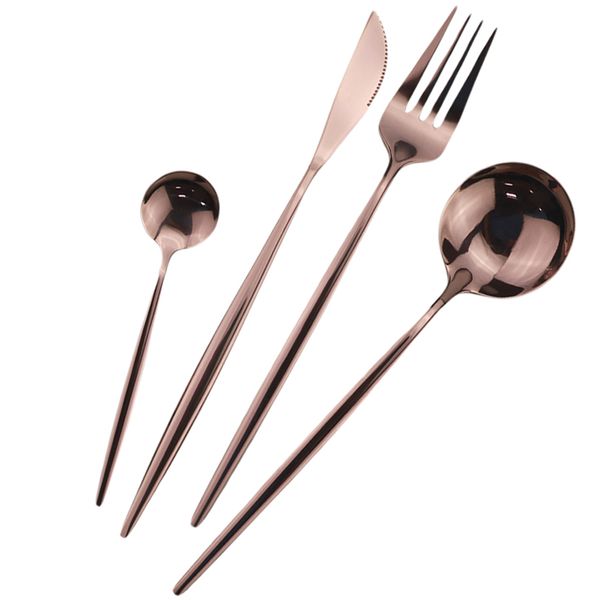 

rose gold tableware set mirror silverware set 18/10 stainless steel cutlery kitchen knife spoon flatware western dinnerware set