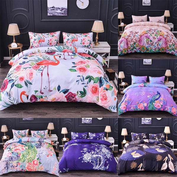 

3d animal comforter bedding sets peacock flamingo horse waterfowl pattern duvet cover 3pcs oil print king size quilt cover