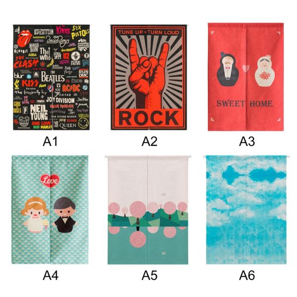 

japanese cotton linen printed decor doorway curtain wall hanging tapestry screens & room dividers h1
