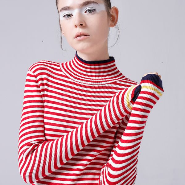 

pull femme designer sweater women 2019 spring turtleneck sweaters women slim applique striped pullover color long sleeve sweater casual, White;black
