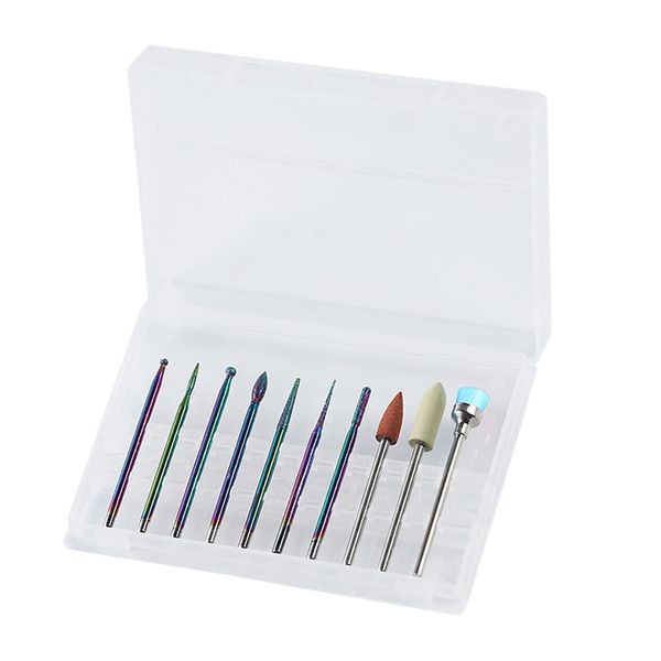 

10pcs electric nail drill bits grinding polishing head cleaning brush set
