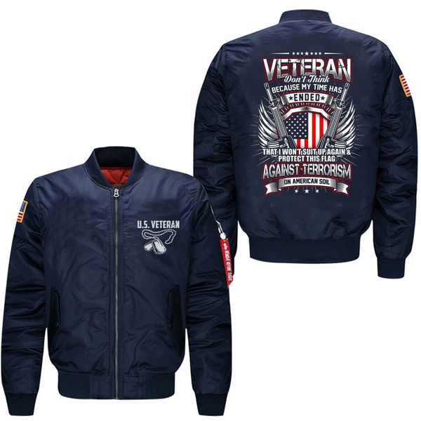 

veteransday men's bomber jacket veteran men thicken flight jacket us size, Black