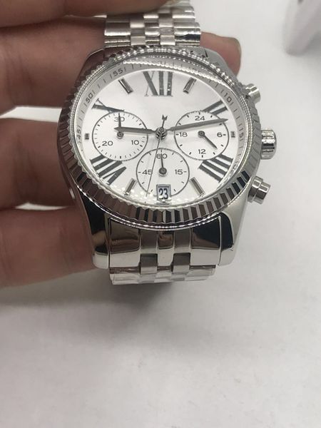 

new michael m5555 lexington silver stainless steel chronograph women's watch, Slivery;brown