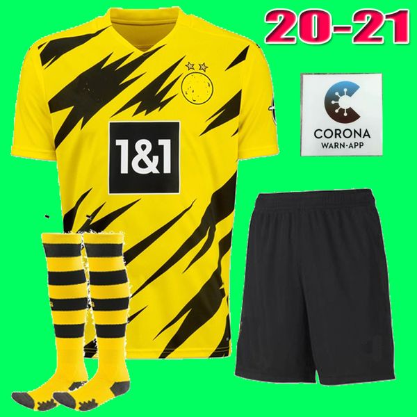 

kids 2020 2021 borussia haaland 110th soccer jerseys 20 21 hazard gotze reus witsel jersey paco alcacer dortmund football shirt, Black
