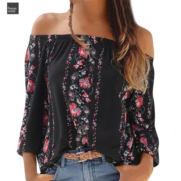 

блуза топ мода длинным рукавом лето с длинным рукавом цветочные печати с плеча разрез шеи женщины блузка рубашка koszula damska, White