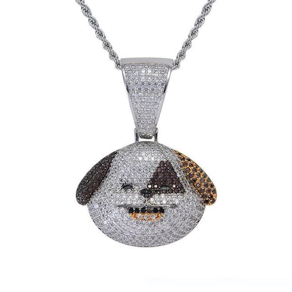 

animla собака кулон ожерелье мужские хип-хоп ювелирные изделия bling cz камень лед из хип-хоп ювелирные изделия 18k позолоченные цепи, Silver