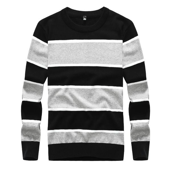 

sweater men cotton o-neck striped pullover men 2019 autumn winter warm sweater 2019 new casual streetwear mens, White;black