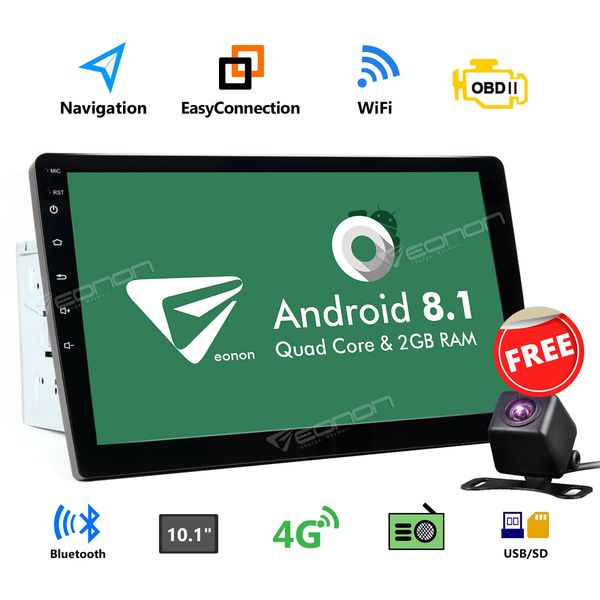 

США CAM + Android 8.1 10 "Двойной 2Din автомобильный стерео радио GPS-навигация Bluetooth E