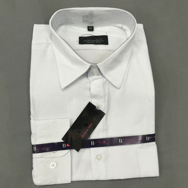 

2019 men dress shirt long sleeve slim brand man shirts designer solid male clothing fit business shirts size 37-44, White;black