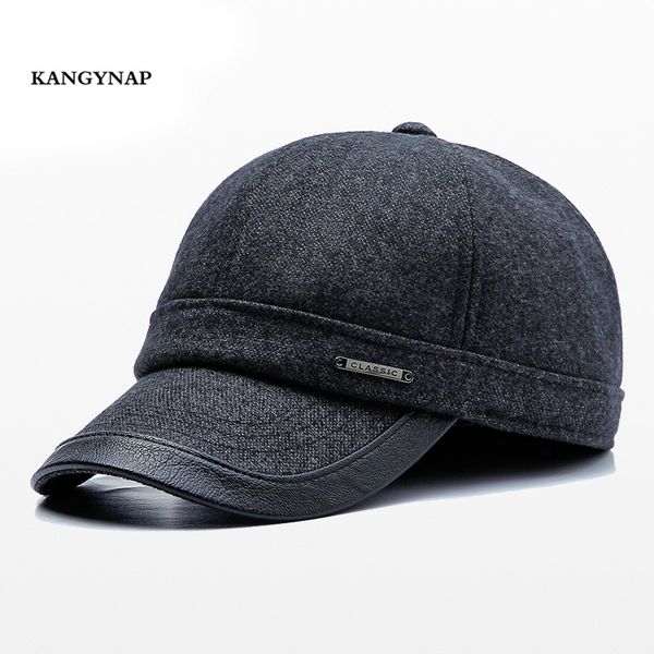 

kagynap] winter hats for men warm protect the ear baseball cap outdoors casual sports hat thicken dad hat mens snapback cap, Blue;gray