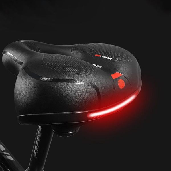 

saddle with tail light thicken widen mtb bike saddles soft comfortable bike hollow cycling  saddle