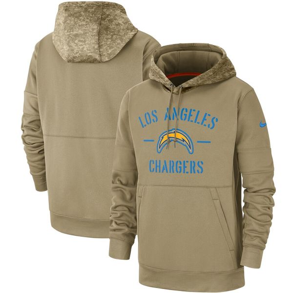 

men women youth los angeles chargers style tan 2019 salute to service sideline therma pullover nfl hoodie, Blue;black
