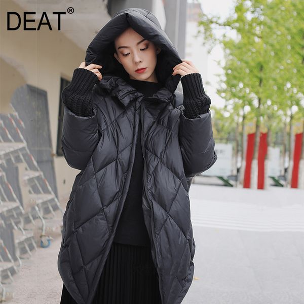 

deat] loose fit temperament down jacket new hooded long sleeve warm women parkas fashion tide autumn winter 2019 19l-a189, Black