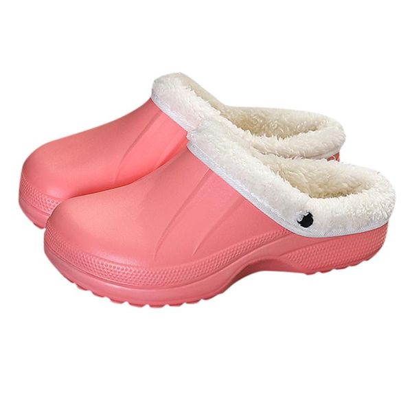 

warm winter fur slippers lined slippers home waterproof indoor and outdoor garden warm fur plush insole shoes woman, Black