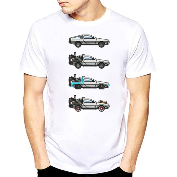 

unique harajuku time travel design men's shirts back to the future delorean x 4 funny bf men t shirt women tee shirt, White;black