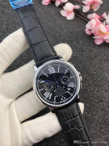 

classic style quartz movement watch cool black and white dial leather quality strap fashion business style men's watch, Slivery;brown