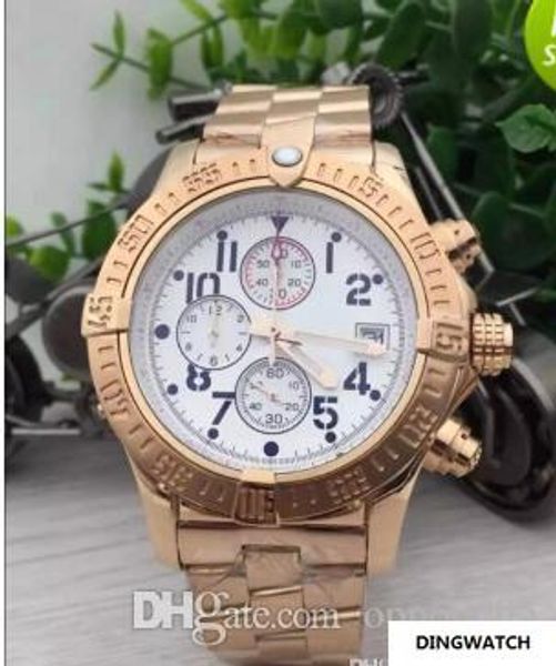 

2018 new mens watches chronograph blackbird edition watches 18k full gold white dial watch quartz chronograph watch men wristwatches, Slivery;brown